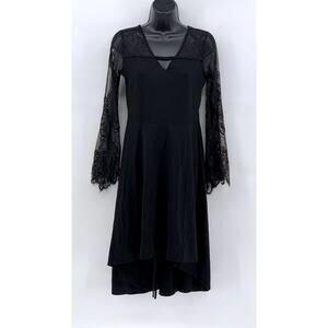 SCARLET DARKNESS Women's Black Long Sleeve Lace Midi Dress SZ S